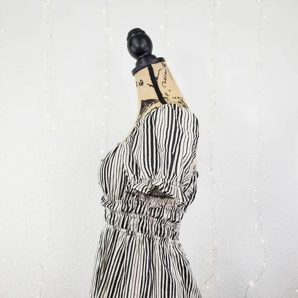 Show Me Your MuMu Sandra Smocked Off The Shoulder Striped Mini Dress Small - Picture 4 of 9